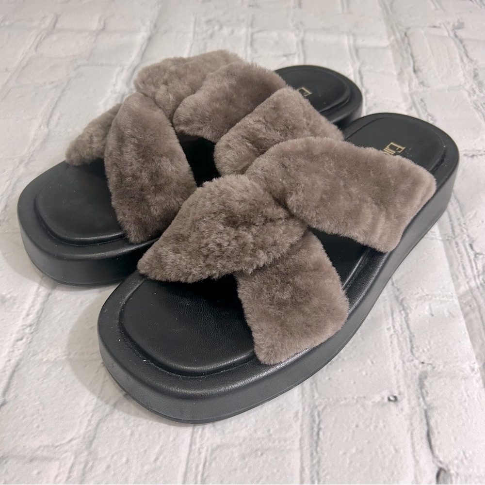 Elleme Paris Tresse Shearling  Platform Sandals
